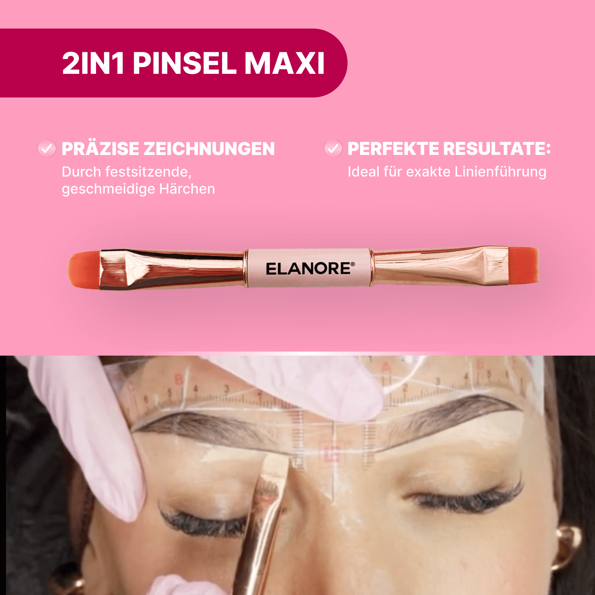 Exaktes Vorzeichnen von Augenbrauen mit Lineal-Tool aus dem Set