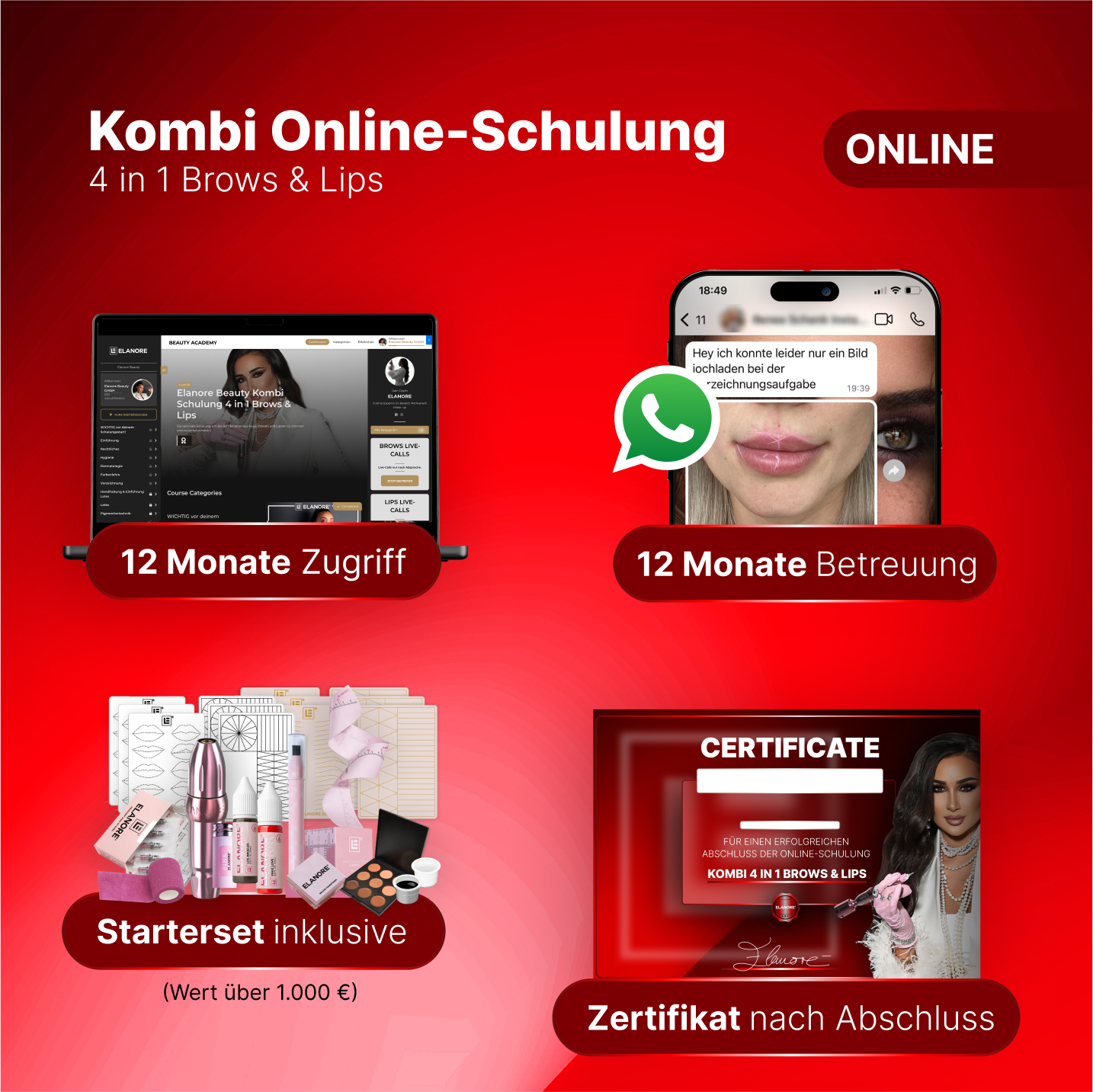 Kombi Online-Schulung - 4 in 1 Brows & Lips - By Elanore Beauty