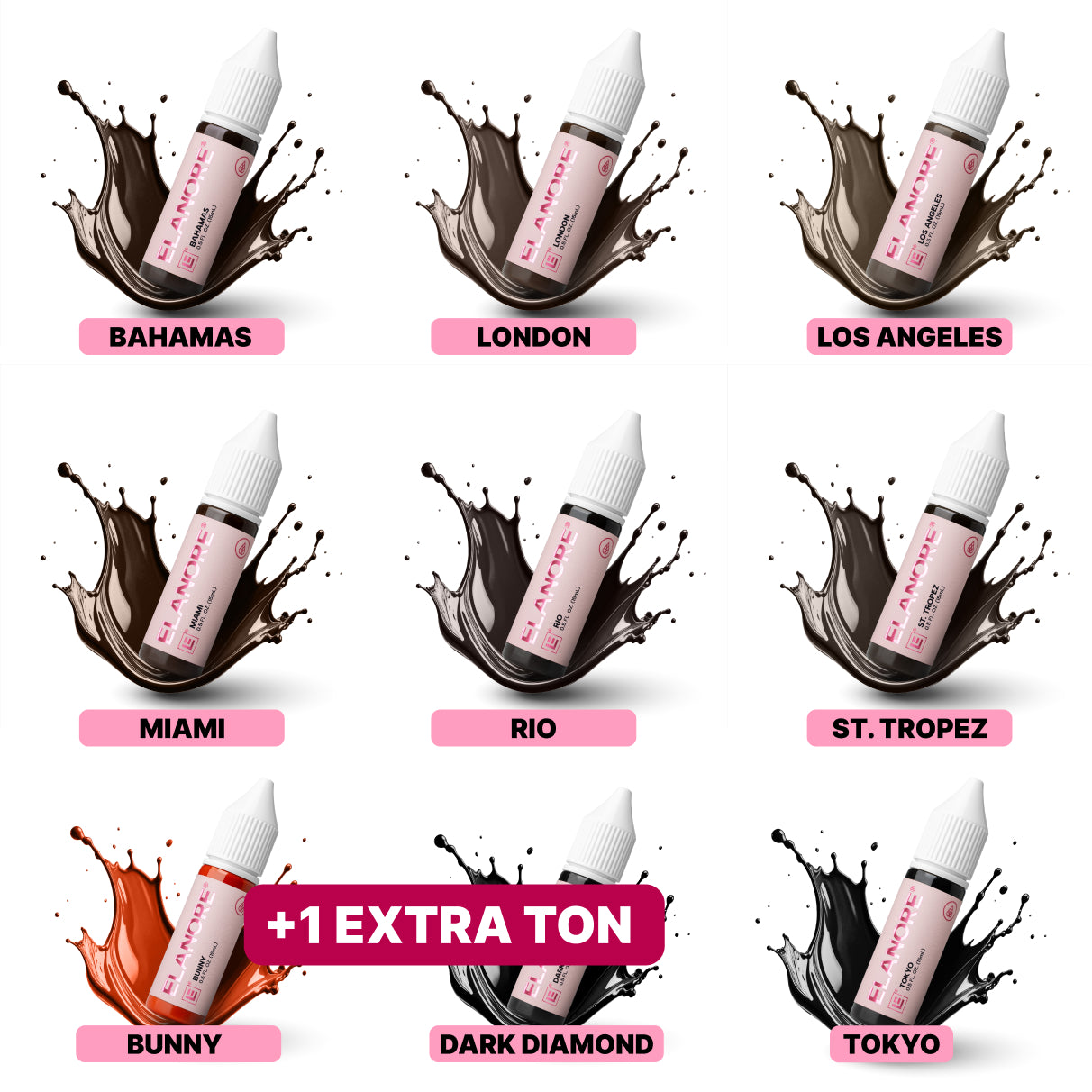 DELUXE HYBRID Pigment Brows Set – 8 x 15 ml inkl. Gratis PMU Clutch